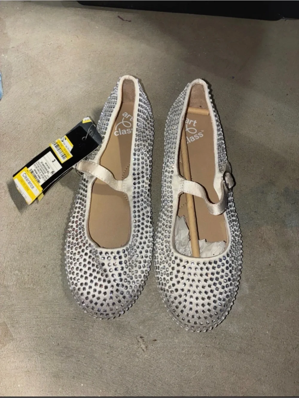 art class Girls' Silver Rhinestone Mary Jane Flats